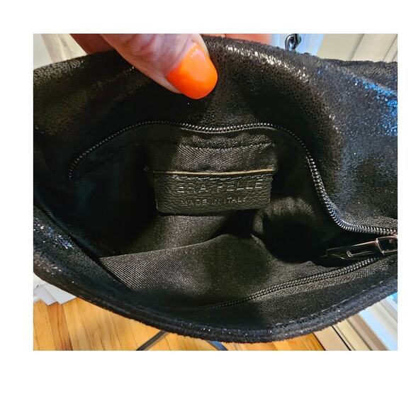 Vera Pella Italy Black Leather Chain Crossbody Purse Bag - Picture 6 of 10